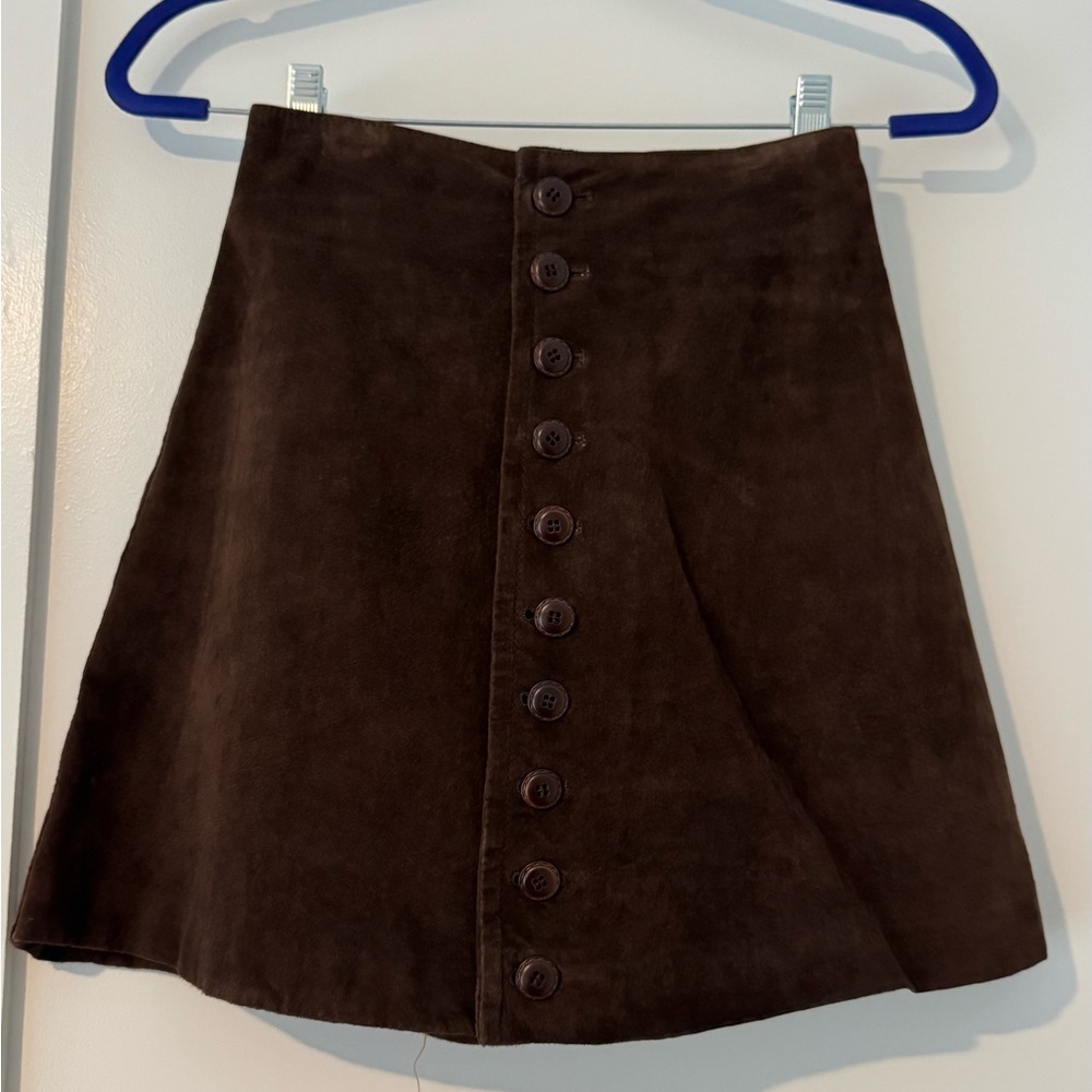 Vintage Express Brown Button-Up Women's Skirt